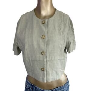 Michael Blair Women Medium Cropped Button Up Blouse Vintage 90s 80s shacket